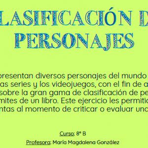 CLASIFICACION-PERSONAJES CLASIFICACIÓN DE PERSONAJES 8°B
